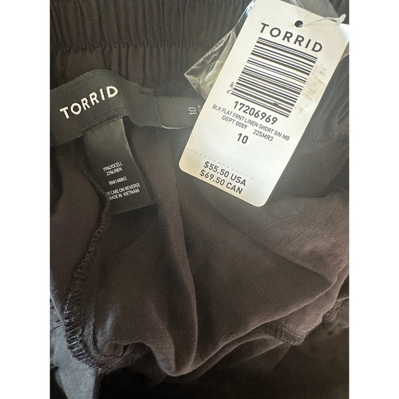 ✨2/$20 NWT Torrid Studio Linen Short Black Back Elastic Waist Pockets Size 10 - Picture 7 of 7
